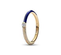Pandora ME Pavé & Blue 14k gold-plated ring with clear cubic zirconia, 56