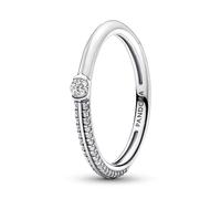 Pandora ME Pavé & White Sterling silver ring with white enamel and clear cubic zirconia, 48