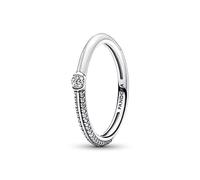 Pandora ME Pavé & White Sterling silver ring with white enamel and clear cubic zirconia, 52