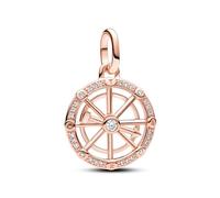 Pandora ME Spinning wheel 14k rose gold-plated medallion with clear cubic zirconia