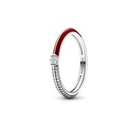 PANDORA ME Sterling Silver Pavé And Red Ring, Size 52, No Box