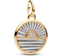 Pandora ME Sunrise Charm Medallion 14K Gold Plated Sterling Silver with Zircons, Fits Me and Moments Pendant, 763859C01, 2.5x18.2x15.4mm, Sterling Silver, Cubic Zirconia, 2,5x18,2x15,4 mm, Sterling