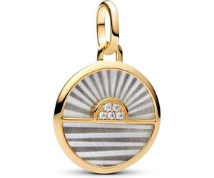 Pandora ME Sunrise Charm Medallion 14K Gold Plated Sterling Silver with Zircons, Fits Me and Moments Pendant, 763859C01, 2.5x18.2x15.4mm, Sterling Silver, Cubic Zirconia, 2,5x18,2x15,4 mm, Sterling