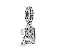 PANDORA Moments Women's Sterling Silver 21 Years of Love Cubic Zirconia Dangle Charm for Bracelet, No Box