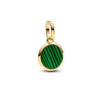 PANDORA Mini Locket Charm 763389C01 Engravable, one size, Sterling Silver, Malachite