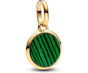 PANDORA Mini Locket Charm 763389C01 Engravable, one size, Sterling Silver, Malachite