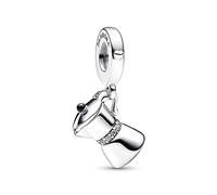 Pandora Moka Pot Sterling Silver Dangle with Clear Cubic Zirconia and Black Enamel 792679C01 Brand, One Size, Metal, No Gem, One Size, Metal, No Gem, Taille unique, Metal Lacquer Enamel Metal, No