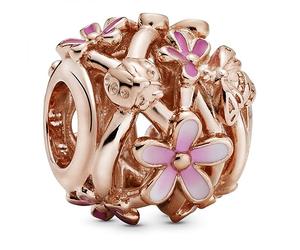 Pandora Moments 14k Rose Gold-Plated Pink Daisy Flower Stud