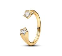 PANDORA Moments 163582C01-54 Shooting Star Open Ring Sterling Silver with Gold-Plated Alloy and Zirconia Size: 54