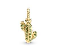PANDORA Moments 361687C01 Sparkling Desert Cactus Pendant Made of 14 Carat Gold-Plated Metal Alloy with Zirconia Compatible Moments Bracelets, one size, Sterling Silver, Cubic Zirconia