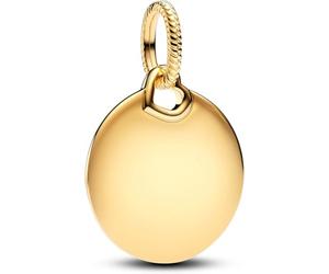 PANDORA Moments 368610C00 Engraved Round Charm Pendant Made of Sterling Silver with Gold-Plated Alloy Compatible Moments Bracelets, one size, Sterling Silver, No Gemstone