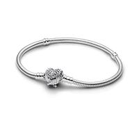 PANDORA Moments 593680C01-19 Wings Heart Clasp Snake Link Bracelet Sterling Silver with Zirconia Compatible Moments Size: 19 cm