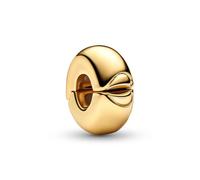 PANDORA Moments 763678C00 Round Clip Charm in Sterling Silver with Gold-Plated Alloy Compatible Moments, Gold, Sterling Silver, No Gemstone