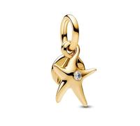 Pandora Moments 763892C01 Double Starfish Pendant Sterling Silver 14K Gold Plated with Cubic Zirconia Compatible with Me and Moments Pendant, 4.4x14.3x10mm, Sterling Silver, Zirconia, 4,4x14,3x10 mm
