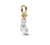 PANDORA Moments 764327C01 Disney Princess Cinderella Shoe Charm in Sterling Silver with 14K Gold-Plated Alloy and Cultured Crystal, Compatible ME and Moments