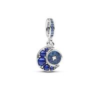 Pandora Moments Spinning moon sterling silver dangle with sparkling blue enamel, stellar blue crystal and shimmering blue enamel
