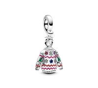 Pandora Moments 793596C01 Christmas Jumper Charm Pendant in Sterling Silver with Crystals Compatible Moments Bracelets, Mehrfarbig, Sterling Silver, Artificial crystal