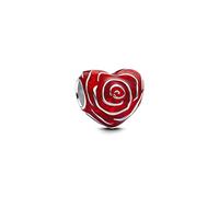 PANDORA Moments 793673C01 Rose Heart Charm Sterling Silver Compatible Moments Bracelets, Rot, Sterling Silver, No Gemstone