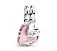 PANDORA Moments 793766C01 Divisible Mother & Daughter Charm Pendant Made of Sterling Silver, Compatible with Me and Moments Bracelets, 4,3x15,2x11,6 mm, Sterling Silver, Cubic Zirconia