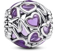 PANDORA Moments 793772C01 Open Heart Mum Charm Sterling Silver Compatible Moments Bracelets, 11,4x11,4x10,8 mm, Sterling Silver, No Gemstone