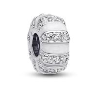 PANDORA Moments 793785C01 Sterling Silver Clip Charm with Zirconia Stones and Enamel Compatible Moments Bracelets, 9,2x9,2x4,7 mm, Sterling Silver, Cubic Zirconia
