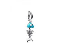 Pandora Moments 793894C01 Sterling Silver Turquoise Fishbone Charm with Cubic Zirconia Compatible with Me and Moments Pendants, 4.6x15.2x7.3mm, Sterling Silver, Zirconia, 4,6x15,2x7,3 mm, Sterling
