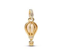 Pandora Moments Air balloon 14k gold-plated dangle with glittery transparent Murano glass and clear cubic zirconia