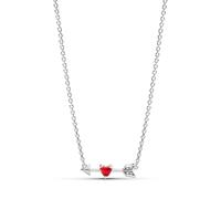 PANDORA Moments Arrow & Murano Glass Heart Necklace Sterling Silver with Zirconia 50 cm 393669C01-50, 50cm, Sterling Silver, Cubic Zirconia