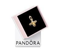 Pandora Moments Bee 14k gold-plated dangle with black and sulphur yellow crystal, clear cubic zirconia and black enamel