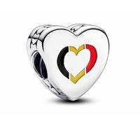 PANDORA Moments Belgium Flag Heart Charm Made of Sterling Silver, Compatible Moments Bracelets, 792015C00_E062