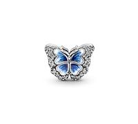 Pandora Moments, Blue Butterfly Hoop Earrings | Sterling Silver Butterfly Hoop Earrings, Hand-Painted Blue Wings & Clear Cubic Zirconia, Matching Blue Pendant