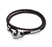 Pandora Moments Brown Braided Double Leather Bracelet