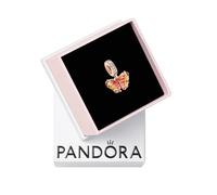 Pandora Moments Butterfly 14k rose gold-plated dangle with bi-colour orange and pink Murano glass and clear cubic zirconia