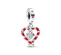 Pandora Moments Candy cane sterling silver dangle with lake green crystal, red cubic zirconia and red enamel