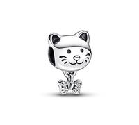 Pandora Moments Cat sterling silver charm with clear cubic zirconia