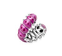 Pandora Moments Caterpiller sterling silver charm with black crystal, pink and dark pink enamel