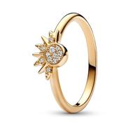 Pandora Moments Celestial Sparkling sun 14k gold-plated ring with clear cubic zirconia, 48