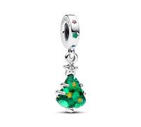 Pandora Moments Christmas tree sterling silver dangle with clear, red cubic zirconia, stellar blue, royal green crystal, green crystal and golden enamel