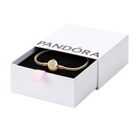 PANDORA Moments, Crown O Snake Chain Bracelet, 14k Gold | 14k Gold-Plated Snake Chain Charm Bracelet, Sparkling Crown O Clasp, Add Pandora Charms & Clips to Style