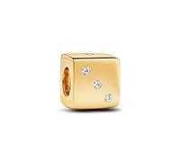 Pandora Moments Dice 14k gold-plated charm with clear cubic zirconia