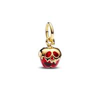 PANDORA Moments Disney Villains Evil Queen Apple Charm Pendant Made of Sterling Silver with Gold-Plated Metal Alloy, Compatible Moments Bracelets, 763421C01, one size, Sterling Silver, No Gemstone