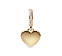 Pandora Moments Engravable 14k gold-plated dangle with clear cubic zirconia