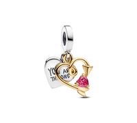 Pandora Double Heart Charm 763622C01 Cubic Zirconia, Cubic Zirconia