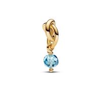 Pandora Moments Facettierter aquablauer Ewigkeitskreis Charm-Anhänger aus Sterling Silber mit vergoldeter Metalllegierung und künstlichem Kristall,Kompatibel mit Pandora Moments Armbänder,763462C03