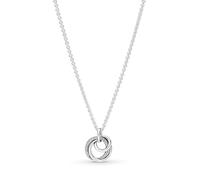PANDORA Moments, Family Always Encircled Necklace | Sterling Silver Pendant Necklace, Three Entwined Circles With Cubic Zirconia Pavé, Heart-Shaped Clasp Detail