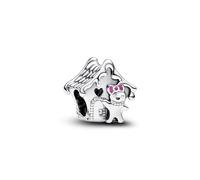 Pandora Moments Gingerbread house sterling silver charm with pink, red and green enamel