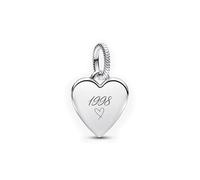 Pandora Moments Gravierbarer Herz Charm-Anhänger aus Sterling Silber,Kompatibel mit Pandora Moments Armbändern, 398914C00