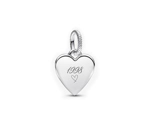Pandora Moments Gravierbarer Herz Charm-Anhänger aus Sterling Silber,Kompatibel mit Pandora Moments Armbändern, 398914C00