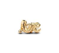 PANDORA Moments Handwritten Love Charm Made of Sterling Silver with Gold-Plated Metal Alloy, Compatible Moments Bracelets, 763055C00, Gold, Sterling Silver, No Gemstone