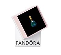 Pandora Moments Heart 14k gold-plated dangle with green blue lab-created opal